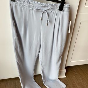 ZARA Light Blue Drawstring Silky Work Trousers